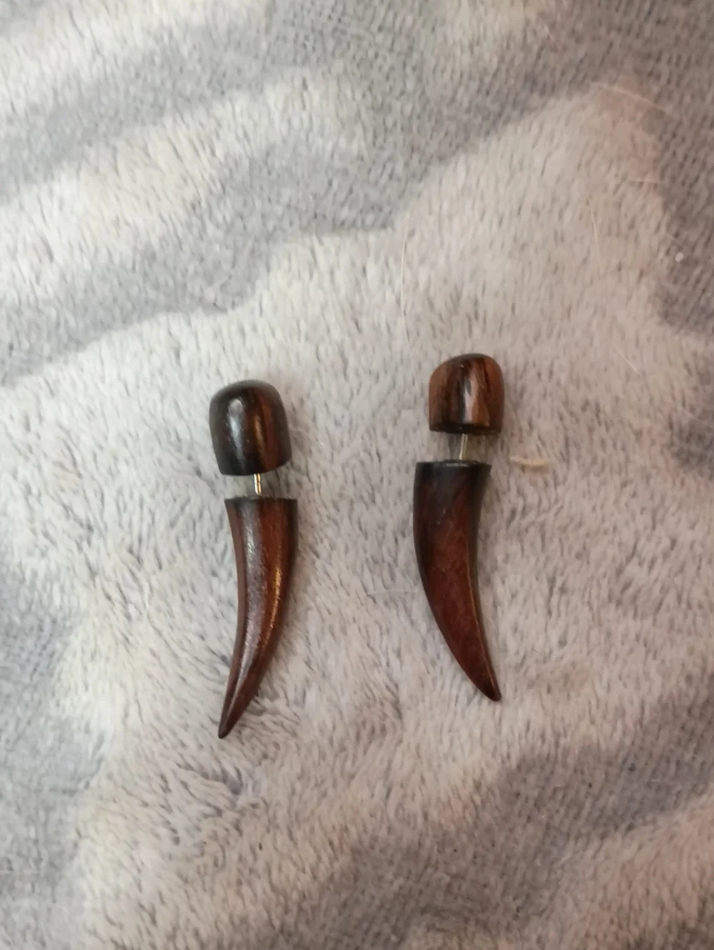 Earth Accessories Organic Wood And Surgical Steel Curved Spike Earrings